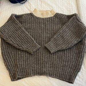 Babaa Oversized Jumper no 19 in Dark Mist/Natural Contrast